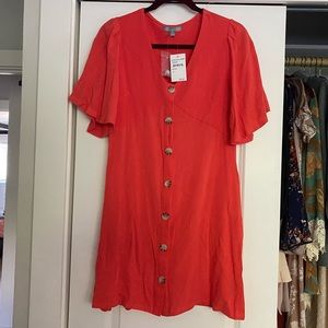 NWT coral red button up dress